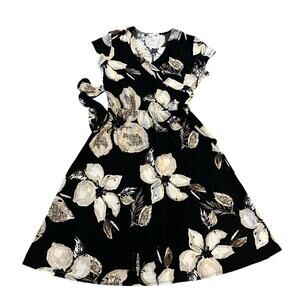 Olivia‎ Matthews Floral Dress Small Dark Romance Flirty 90's Y2K Jersey Knit